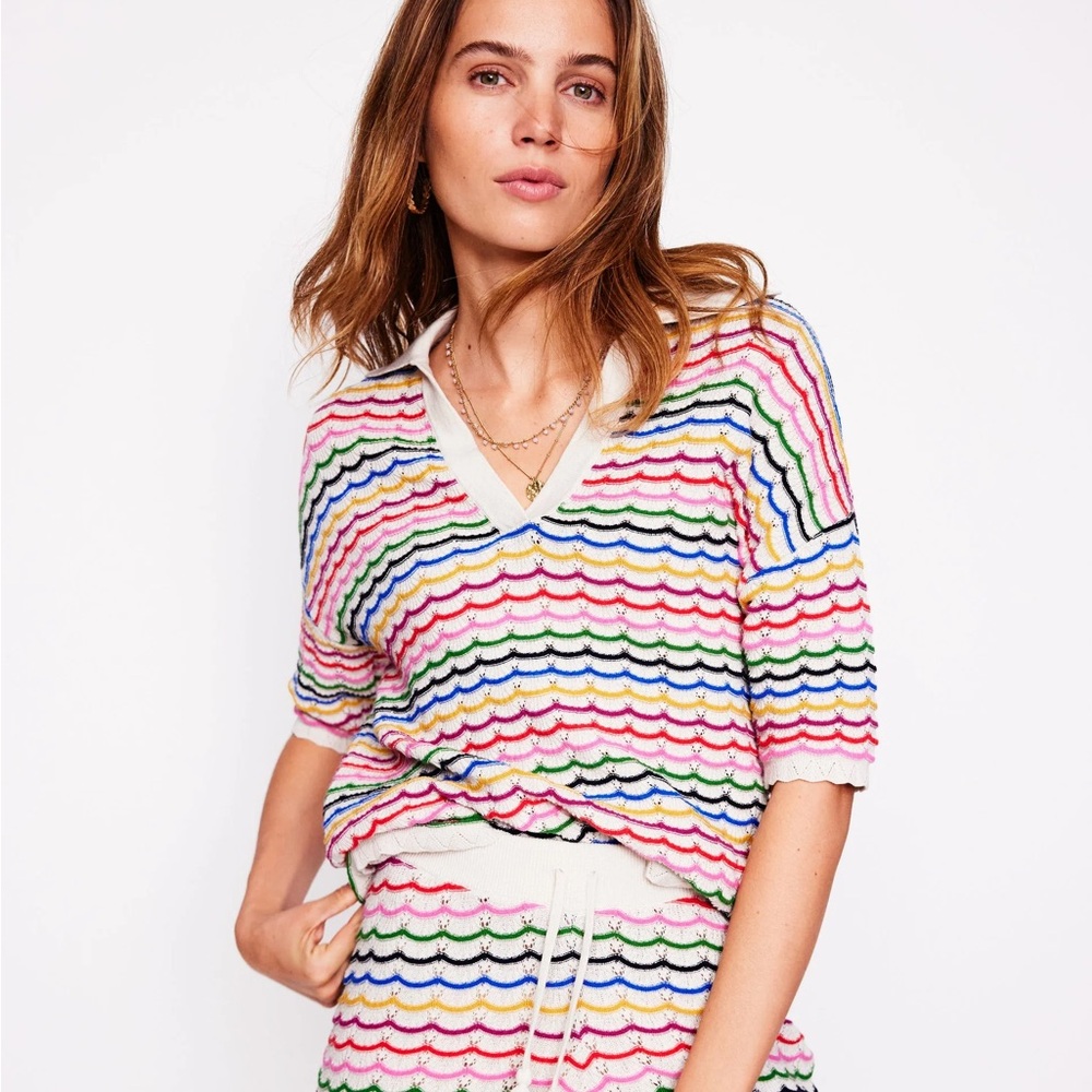 Boden Colorful Striped Knit Top + Short